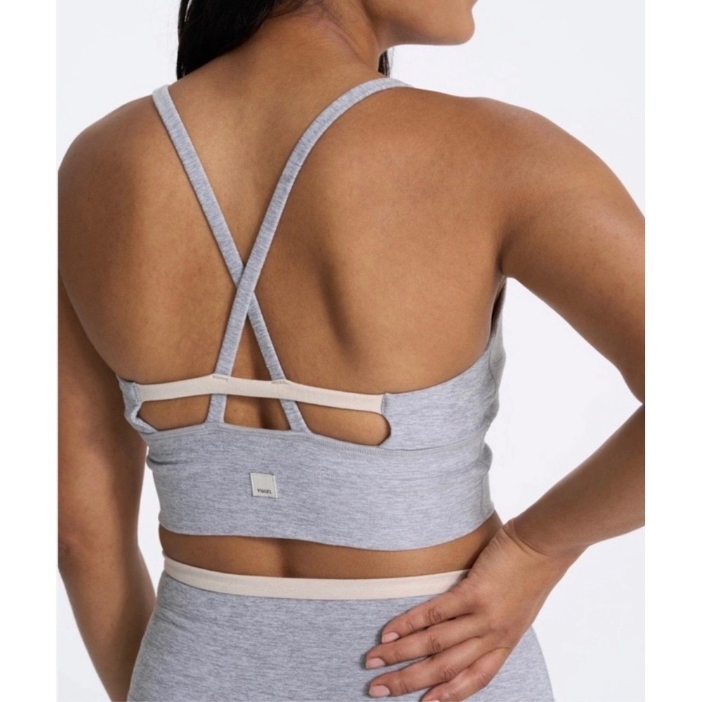 Vuori Women's XS Long Line Elevation Bra Gray Heather Strappy Sports Bra
